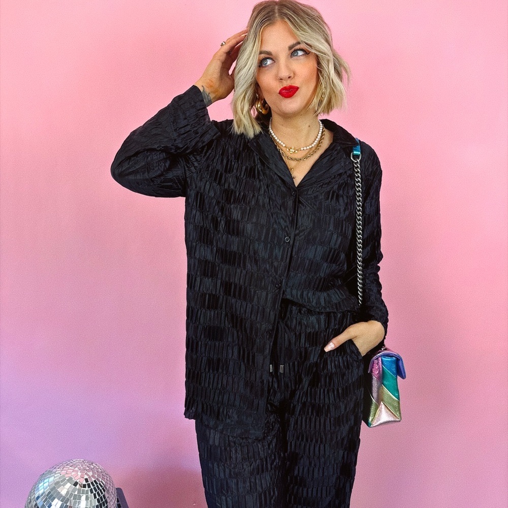 Feeling Myself Checkered Plisse Matching Set